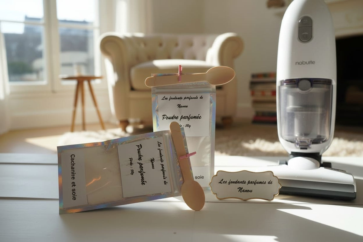 "poudre parfumée pour aspirateur cachemire et soie 50g"