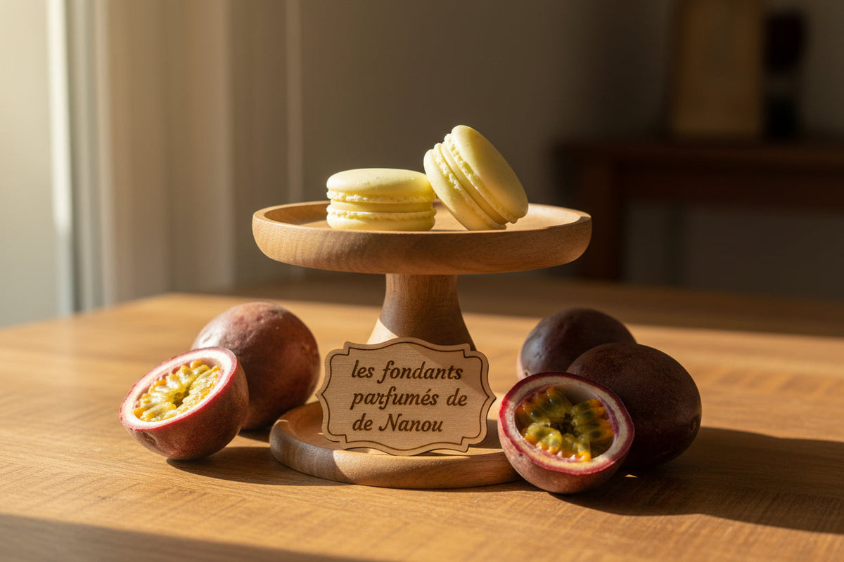 "fondant parfumé format macaron fruits de la passion"