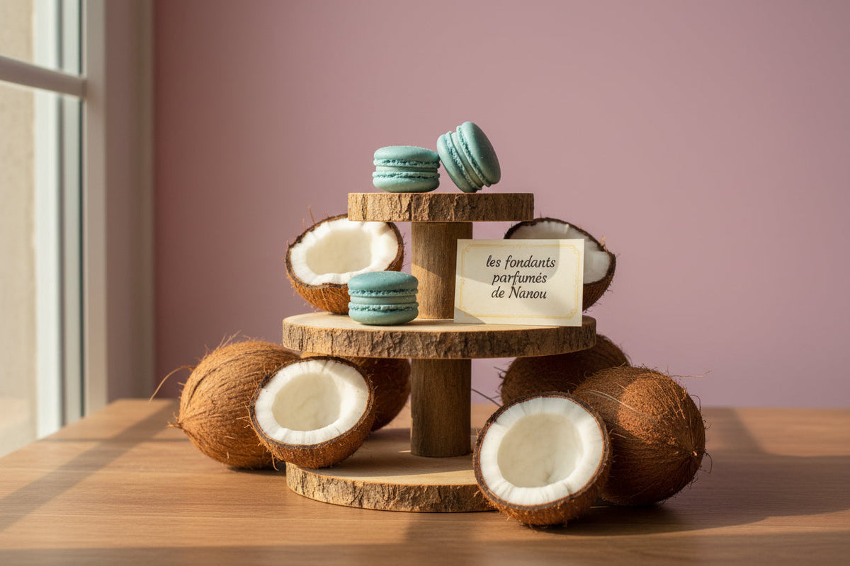 "Fondant parfumé format macaron noix de coco"