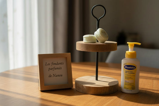 "Fondant parfumé format macaron mustela"